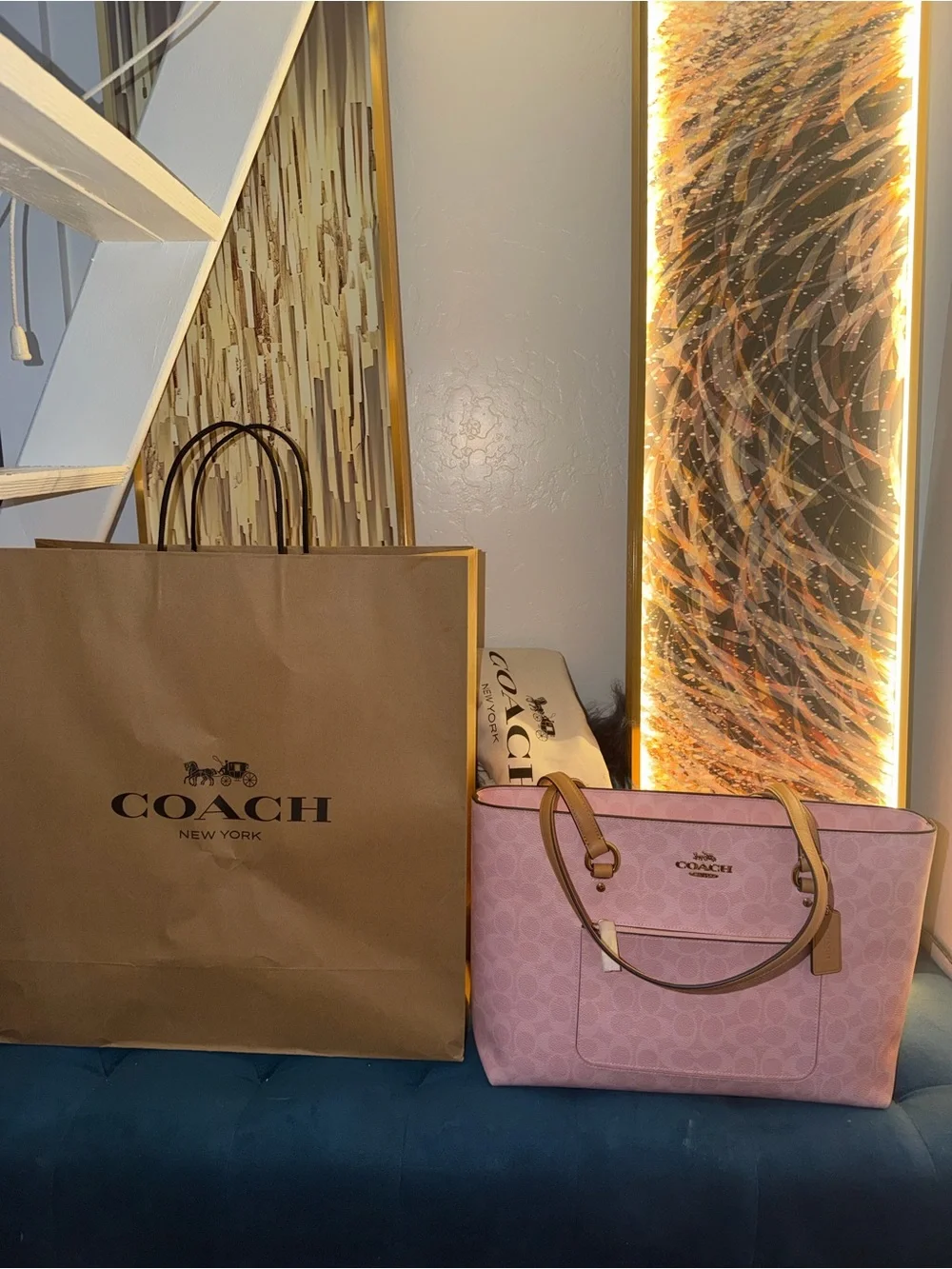 Coach Powder Pink Signature Station Tote Bag CEA21 NWT